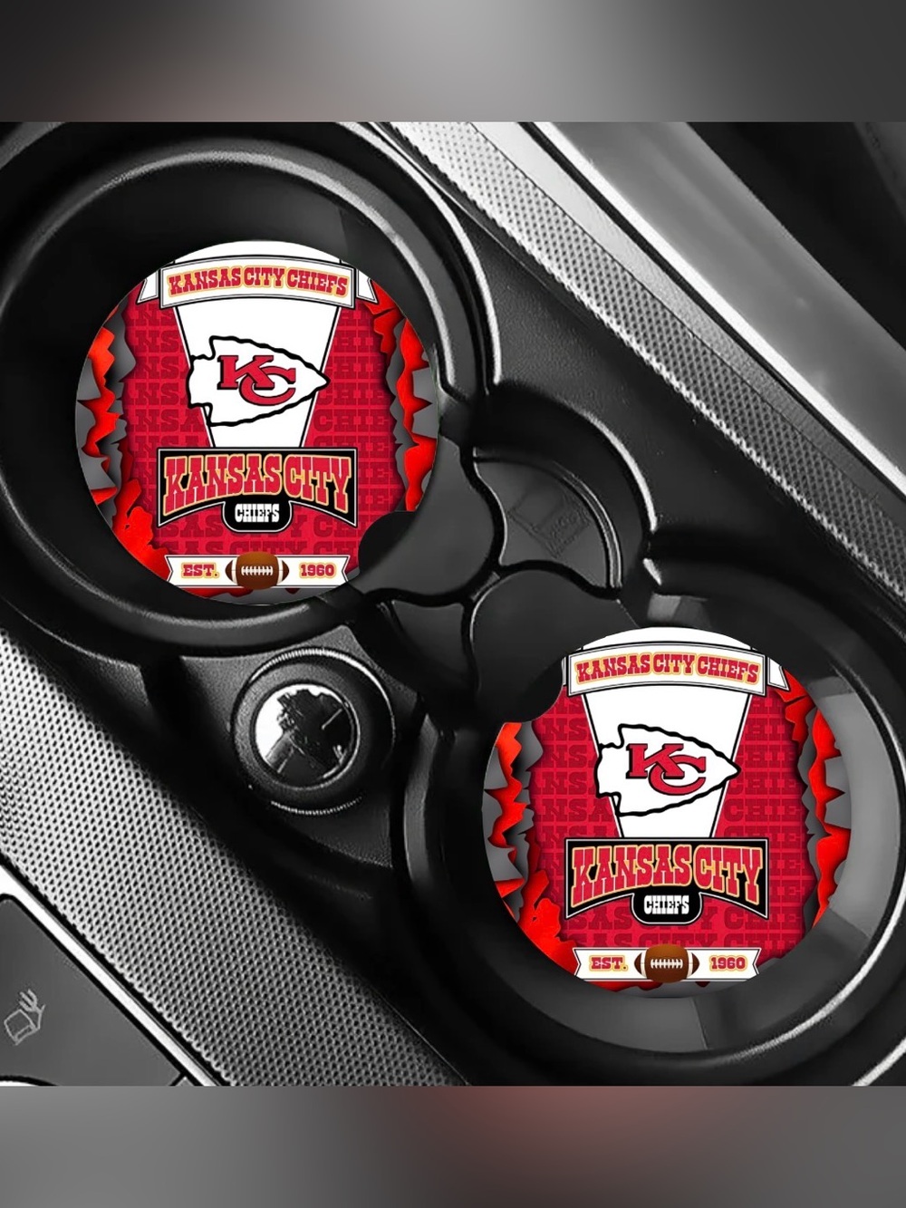 Kansas City Chiefs Car Coasters Absorbent Set of (2)